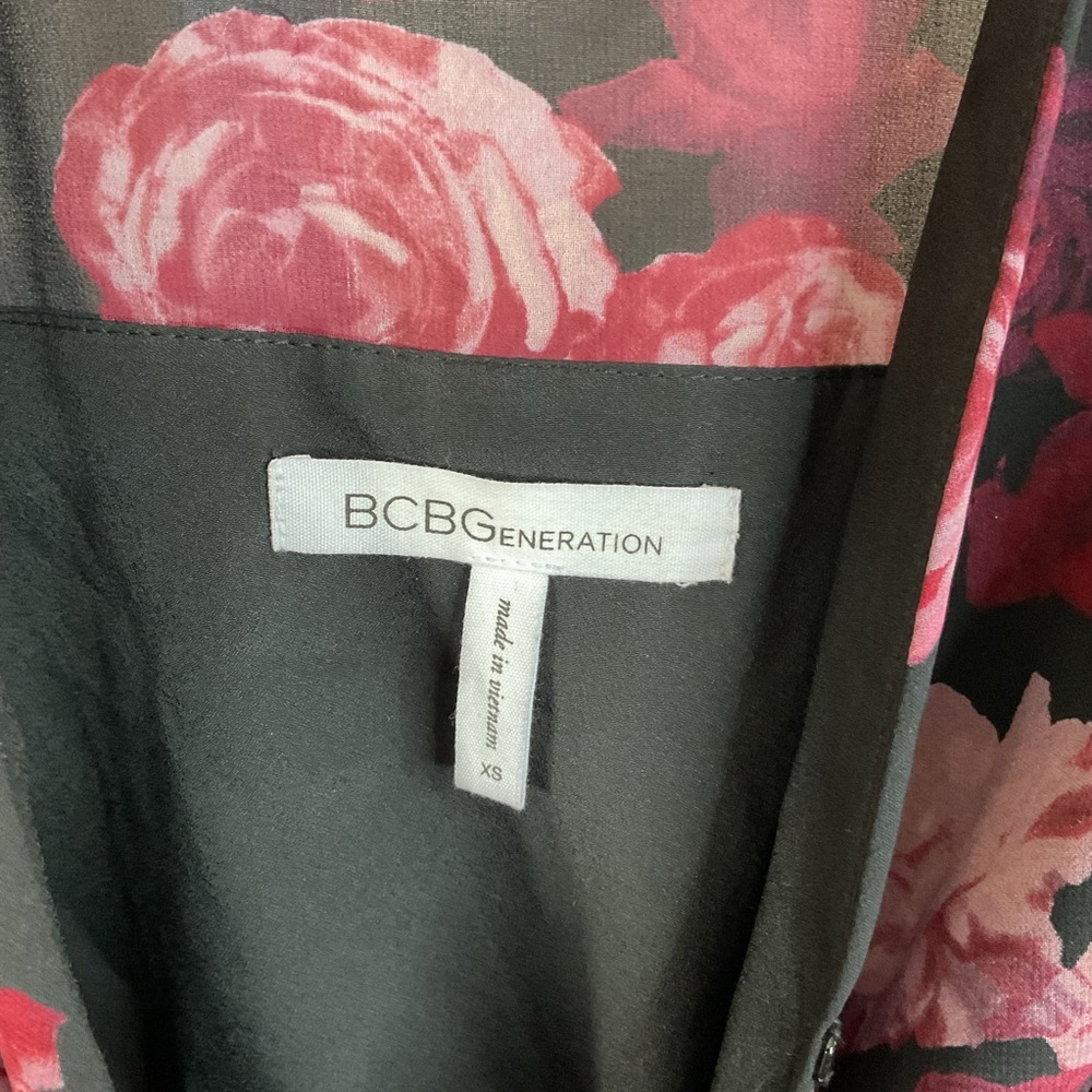 BCBGeneration Pink and Black Floral Romper - Picture 2 of 3